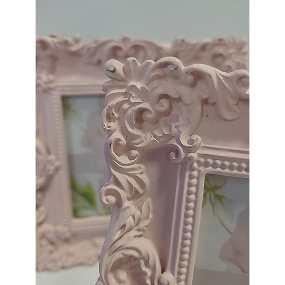 Laura Ashley Pink Ornate Picture Frame Set 4x4 Rocco Style Resin Baby Wedding - Picture 5 of 9